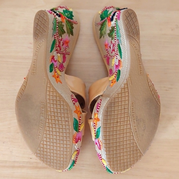 Stuart weitzman floral embroidery wedge sandals - Picture 9 of 12
